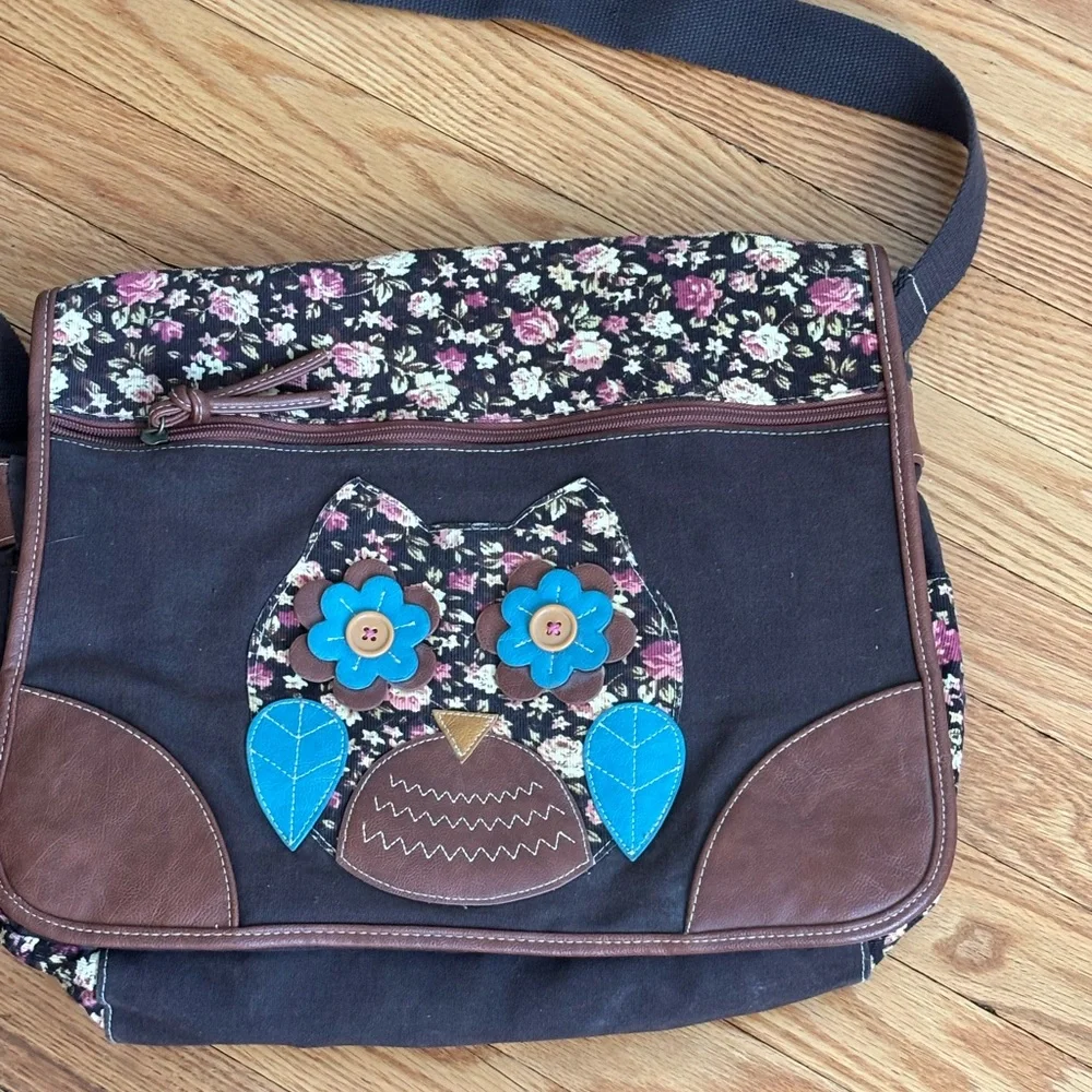 Bongo Floral Patchwork 60s 70s Corduroy Sweet Owl Messenger Boho Bag Back Pack